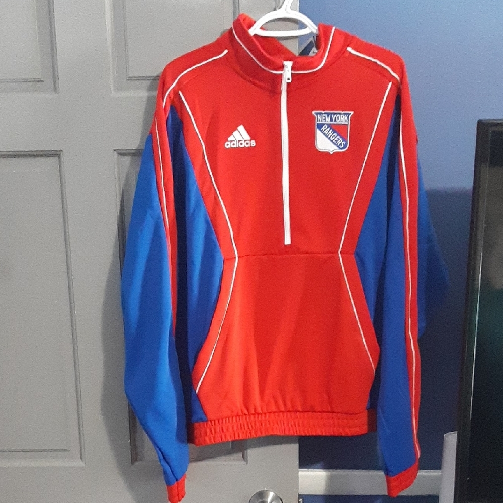 Adidas New York Rangers Red and Blue Jacket